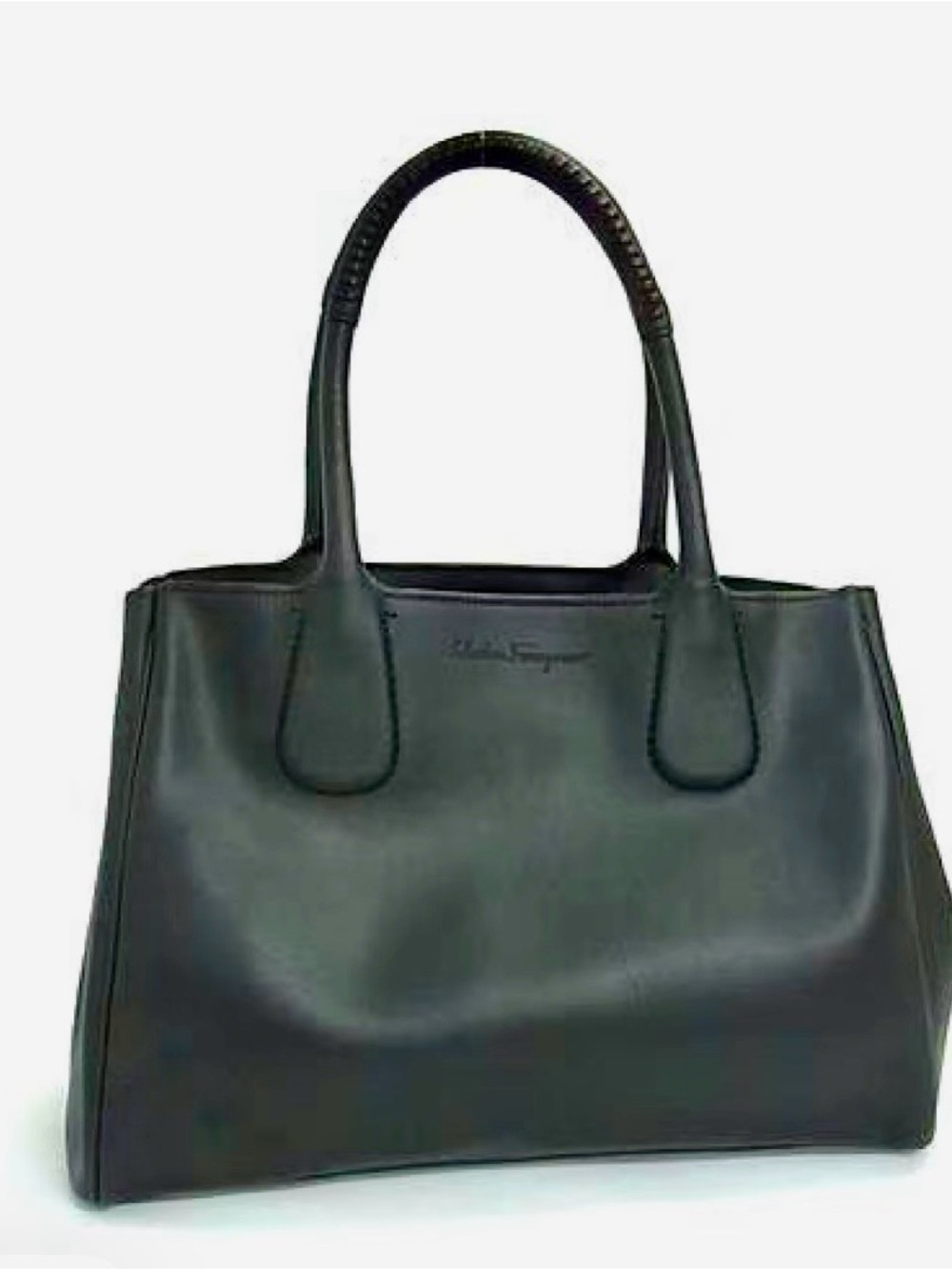 Salvatore Ferragamo Black Smooth Leather Tote